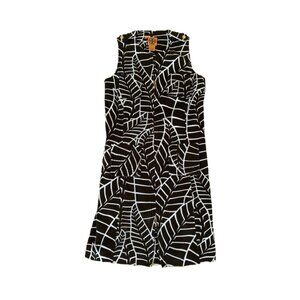 Tory Burch Cream Dress with Brown Leaf Print